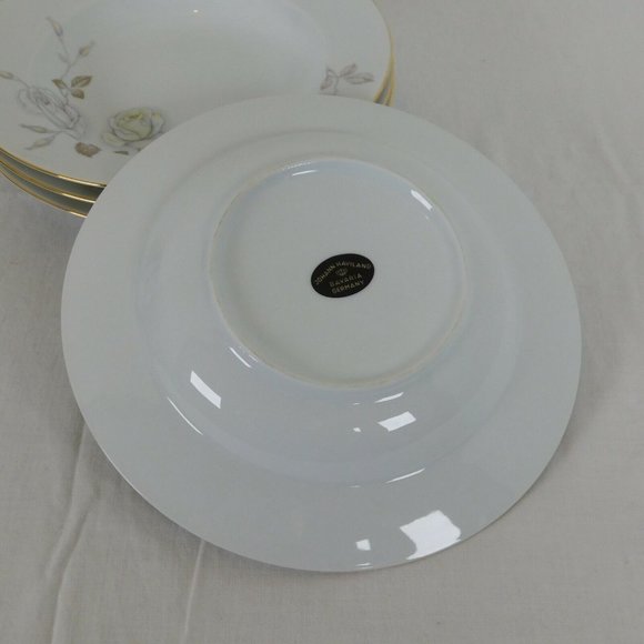 Johann Haviland Sweetheart Rose Rimmed Soup Bowls Bavaria Germany Set of 4 - Picture 8 of 11